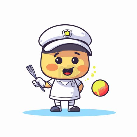 Illustration for Cute cartoon chef character holding a baseball bat. vector illustration. - Royalty Free Image