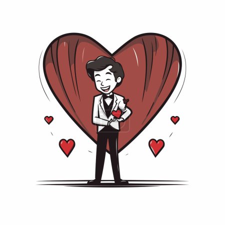 Illustration for Businessman with a heart in his hand. Vector Illustration. - Royalty Free Image