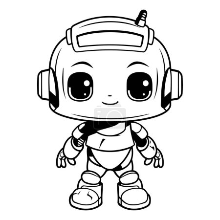 Illustration for Cute robot with headphones. Vector illustration of a cute robot. - Royalty Free Image