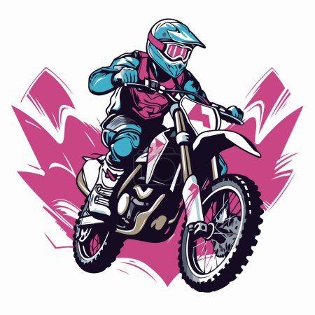 Illustration for Motocross rider on a motorcycle. Vector illustration of a motorcyclist on a motorcycle. - Royalty Free Image