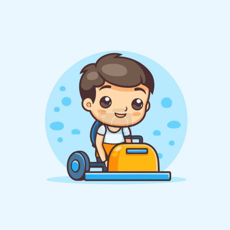 Illustration for Cute boy driving a self-balancing self-balancing scooter - Royalty Free Image