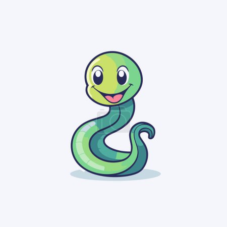 Ilustración de Lindo personaje de serpiente de dibujos animados. Ilustración vectorial aislada sobre fondo blanco. - Imagen libre de derechos