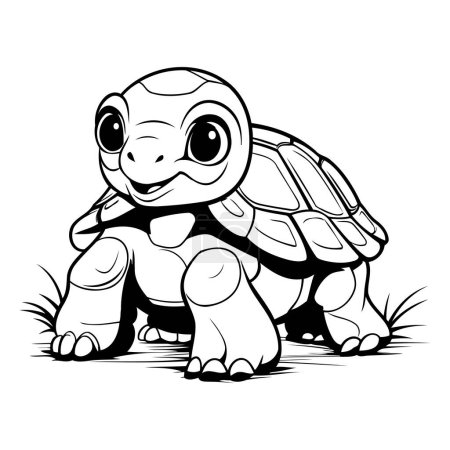 Téléchargez les illustrations : Illustration vectorielle d'une tortue sur fond blanc. Cartoon style. - en licence libre de droit