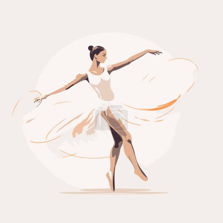 Téléchargez les illustrations : Jeune ballerine dans un tutu blanc. Illustration vectorielle. - en licence libre de droit
