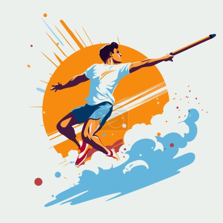 Illustration for Vector illustration of a man throwing a baseball bat into the air. - Royalty Free Image