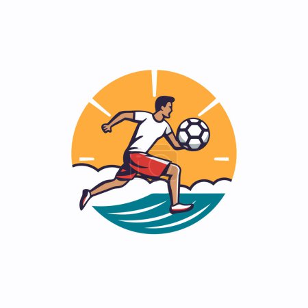 Ilustración de Jugador de fútbol con pelota en el fondo del mar. Ilustración vectorial - Imagen libre de derechos