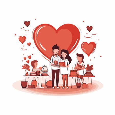 Illustration for Valentine's day concept with people in love. Vector illustration - Royalty Free Image