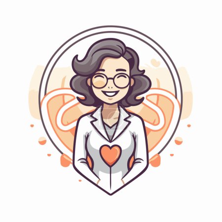 Téléchargez les illustrations : Illustration vectorielle d'une femme médecin avec un cœur dans les mains. - en licence libre de droit
