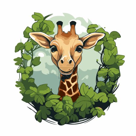 Illustration for Giraffe in the jungle. Vector illustration on white background. - Royalty Free Image