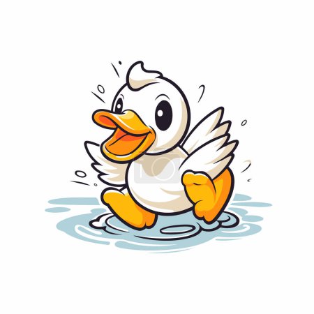 Illustration for Cute cartoon duckling swimming in the water. Vector illustration. - Royalty Free Image