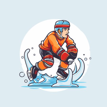 Téléchargez les illustrations : Snowboarder en casque et patins à glace. Illustration vectorielle. - en licence libre de droit