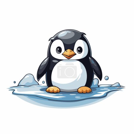 Téléchargez les illustrations : Mignon pingouin dessin animé nageant dans l'eau. Illustration vectorielle. - en licence libre de droit