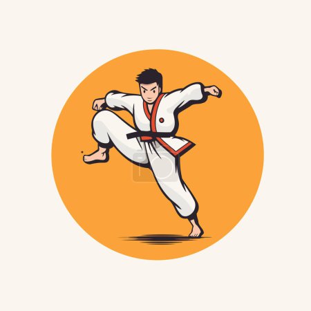 Téléchargez les illustrations : Du taekwondo. Arts martiaux. Illustration vectorielle dans un style rétro - en licence libre de droit