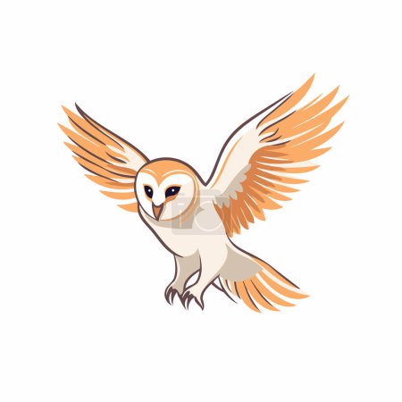 Illustration for Owl with wings outstretched isolated on white background. Vector illustration. - Royalty Free Image