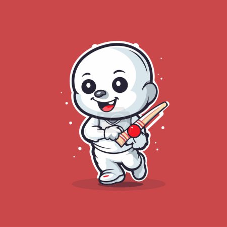Illustration for Cute Cartoon Astronaut with a baton. Vector illustration. - Royalty Free Image
