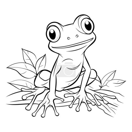 ilustración de una rana linda sobre un fondo blanco para colorear libro