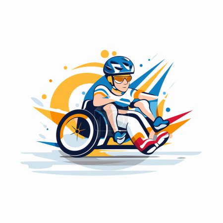 Illustration for Cyclist riding a motorcycle. Vector illustration on white background. - Royalty Free Image