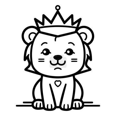 Ilustración de Lindo rey león con corona kawaii carácter vector ilustración diseño - Imagen libre de derechos