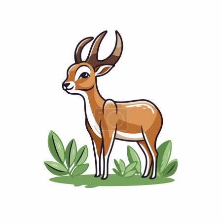 Téléchargez les illustrations : Antilope africaine sur fond blanc. Illustration vectorielle de l'antilope. - en licence libre de droit