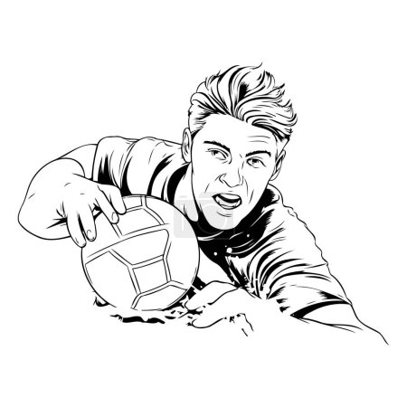 Ilustración de Jugador de fútbol con pelota. Ilustración vectorial lista para corte de vinilo. - Imagen libre de derechos