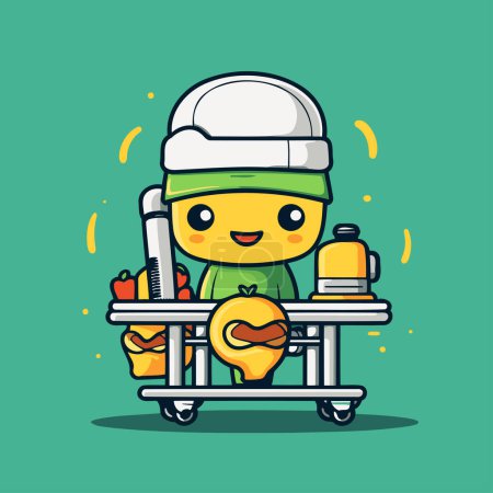 Illustration for Cute cartoon construction worker character. Vector flat design cartoon illustration. - Royalty Free Image