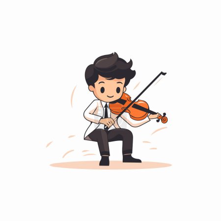 Téléchargez les illustrations : Homme d'affaires jouant du violon. Illustration vectorielle en style dessin animé sur fond blanc. - en licence libre de droit