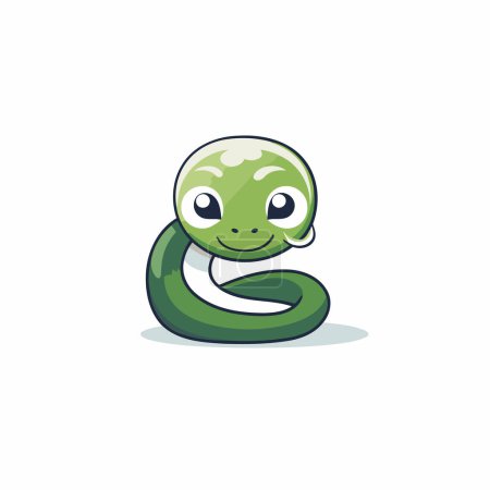Téléchargez les illustrations : Jolie icône de dessin animé serpent. Illustration vectorielle isolée sur fond blanc. - en licence libre de droit