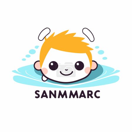 Illustration for Cute boy with a smile in the water. Vector illustration. - Royalty Free Image