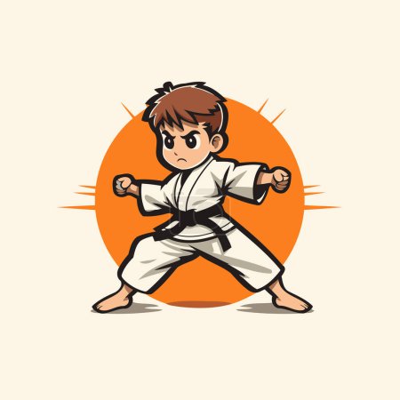 Taekwondo-Logo. Vektor-Illustration eines Karate-Jungen.