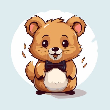 Téléchargez les illustrations : Joli hamster avec nœud papillon. Illustration vectorielle. Cartoon style. - en licence libre de droit