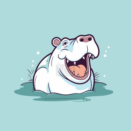 Ilustración de Hipopótamo. Ilustración vectorial de un hipopótamo de dibujos animados. - Imagen libre de derechos