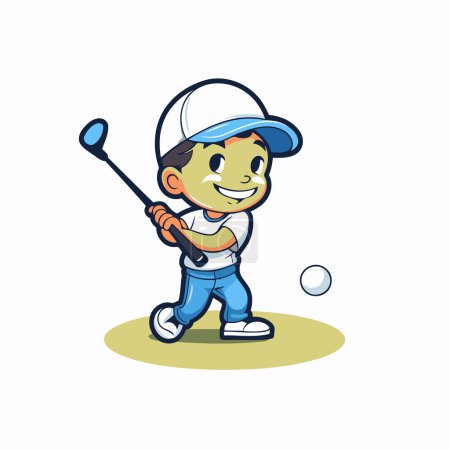Illustration for Golfer Boy Cartoon Mascot Character Vector Illustration. - Royalty Free Image