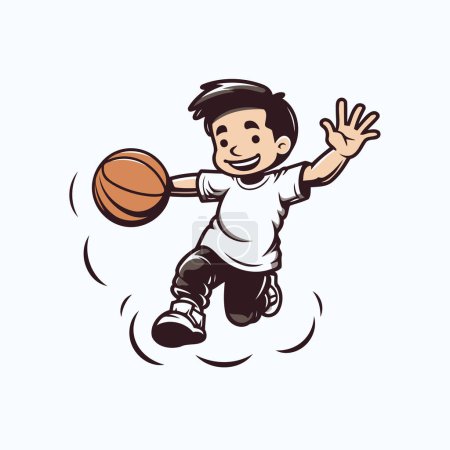 Illustration for Basketball player jumping with ball. Vector illustration of a basketball player. - Royalty Free Image