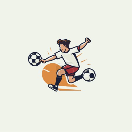 Illustration for Soccer player kicks the ball. Vector illustration of a soccer player. - Royalty Free Image