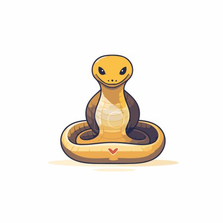 Illustration for Cute cartoon snake isolated on white background. Vector flat illustration. - Royalty Free Image