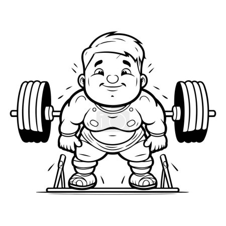 Ilustración de Dibujos animados ilustración de un hombre gordo levantando un peso de la barra. - Imagen libre de derechos