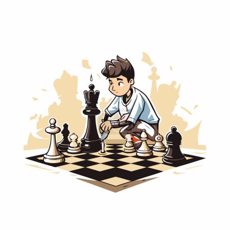 Ilustración de Jugador de ajedrez jugando un juego de vector de ajedrez Ilustración sobre un fondo blanco - Imagen libre de derechos