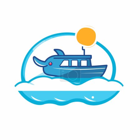 Illustration for Fishing boat vector icon on white background. Fishing boat vector icon. - Royalty Free Image
