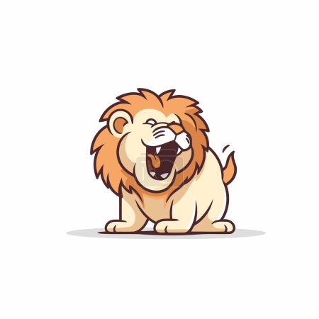 Téléchargez les illustrations : Mascotte de Lion dessin animé. Illustration vectorielle sur fond blanc pour le design. - en licence libre de droit