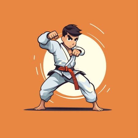 Ilustración de Luchador Taekwondo. Dibujos animados vector ilustración de un luchador de karate. - Imagen libre de derechos