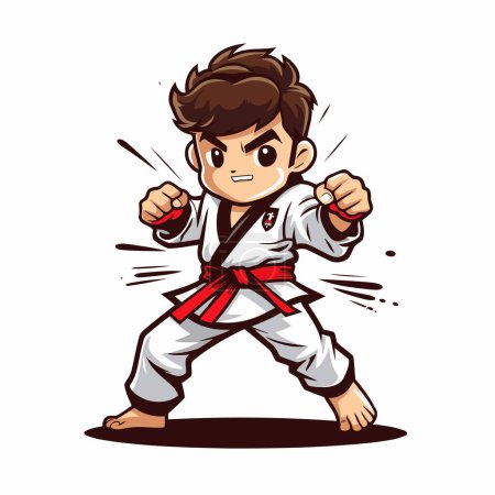 Ilustración de Karate boy en kimono. Ilustración vectorial de un niño karate. - Imagen libre de derechos