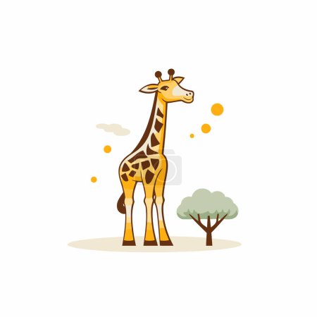 Illustration for Giraffe cartoon character. Vector illustration in flat design style. - Royalty Free Image