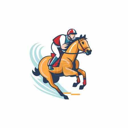 Téléchargez les illustrations : Cheval jockey logo vectoriel. illustration de sport équestre. - en licence libre de droit