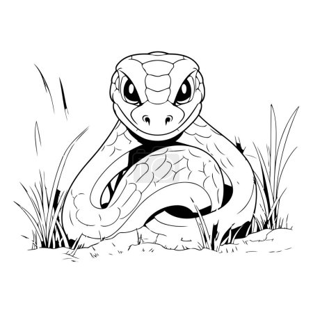 Ilustración de Serpiente en la hierba. boceto para su diseño. ilustración vectorial - Imagen libre de derechos