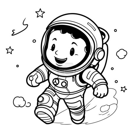 Illustration for Illustration of a Kid Boy Wearing Astronaut Costume Coloring Book - Royalty Free Image
