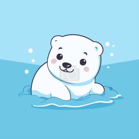 Ilustración de Lindo oso polar nadando en el agua. Ilustración vectorial en estilo de dibujos animados. - Imagen libre de derechos