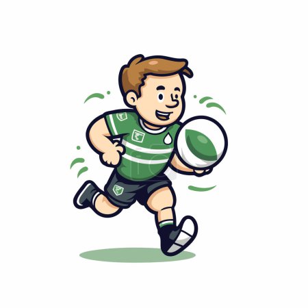 Téléchargez les illustrations : Mascotte de Rugby Player Illustration vectorielle de caractères de bande dessinée. - en licence libre de droit