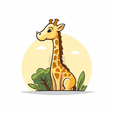 Téléchargez les illustrations : Illustration vectorielle de girafe. Style design plat. Girafe icône de dessin animé. - en licence libre de droit
