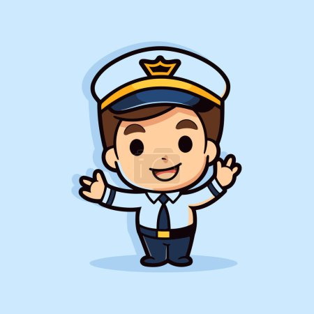 Illustration for Cute Sailor Boy Cartoon Mascot Character Vector Illustration Design - Royalty Free Image