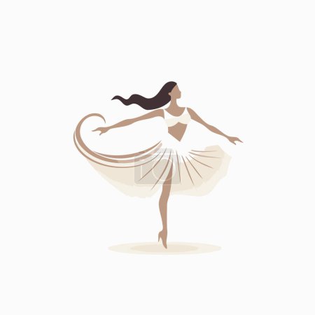 Téléchargez les illustrations : Danseuse de ballet. Illustration vectorielle dans un style plat isolé sur fond blanc. - en licence libre de droit